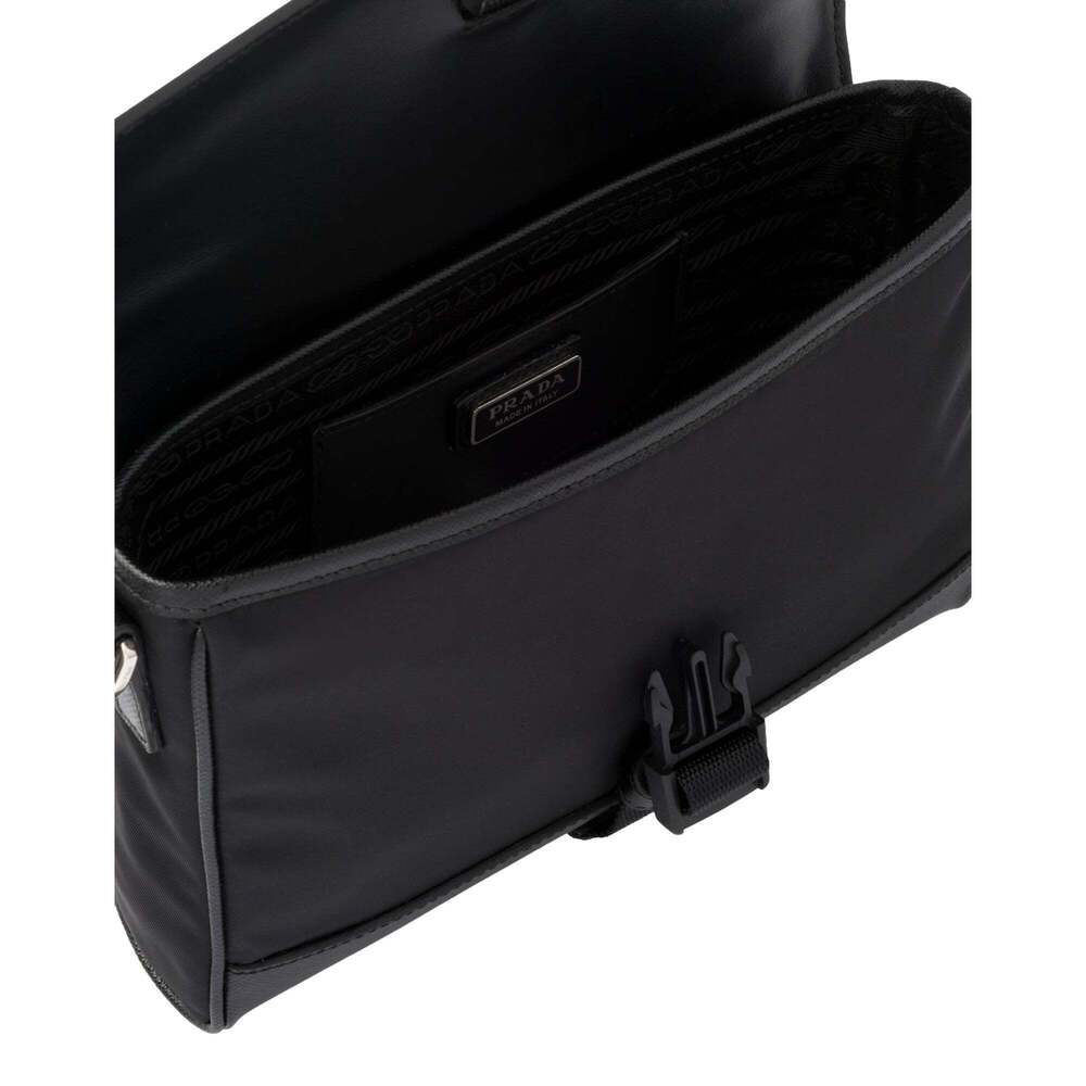 Prada Nero Black Re-Nylon Saffiano Silver Triangle Logo Messenger Crossbody - Picture 3 of 7